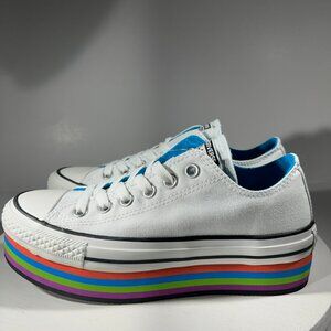NEW CONVERSE Womens Size 7 Lift Platform Shoes Sneakers White All Star Casual